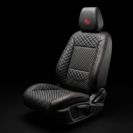 MGS-001 - MG Seat Covers | Custom Fit for MG ZS, HS, MG3 & MG4 | Black or Red Stitching